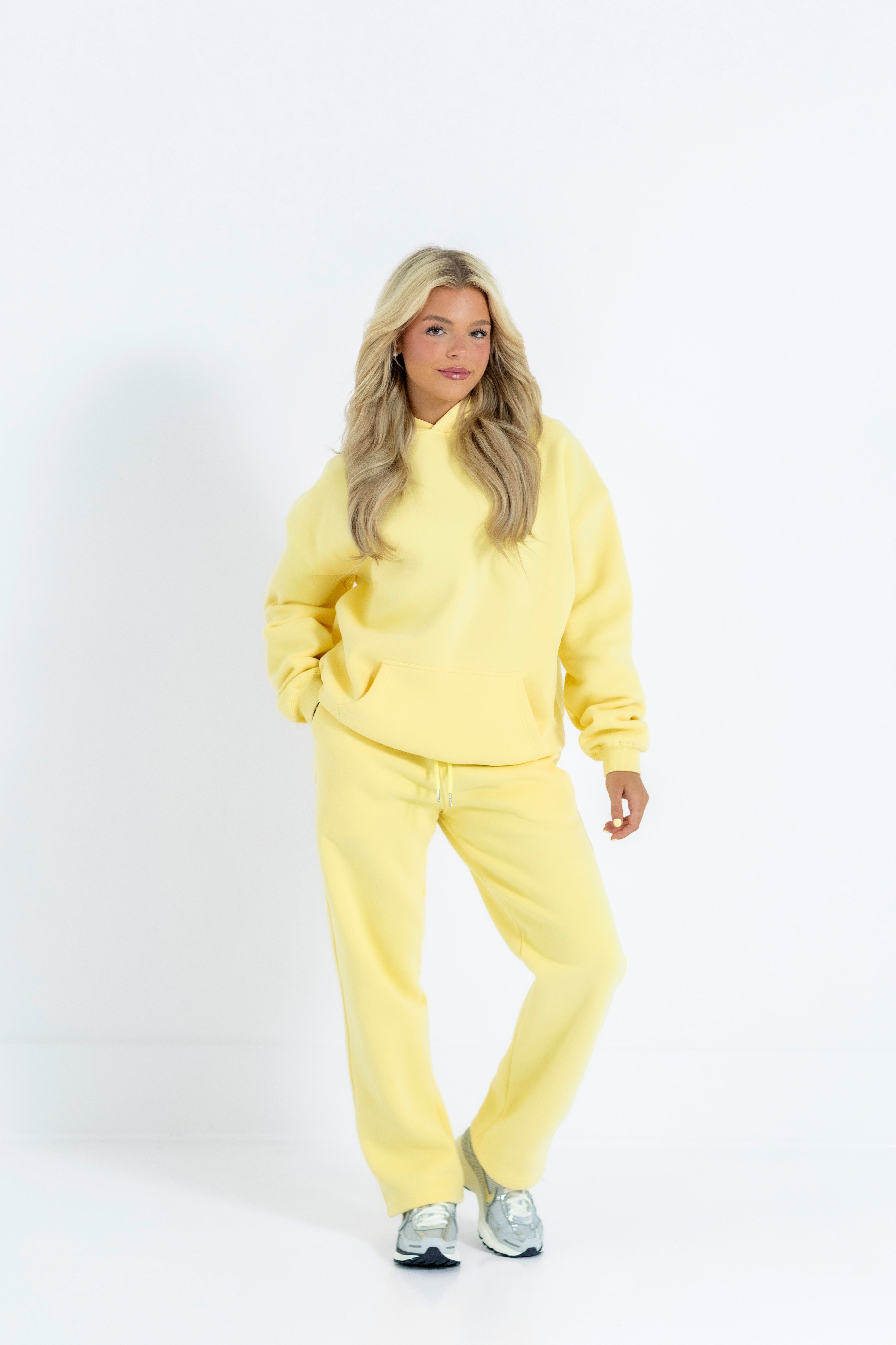 Golden Bloom Relaxed-Fit Cozy Hoodie-Solid Essentials Collection