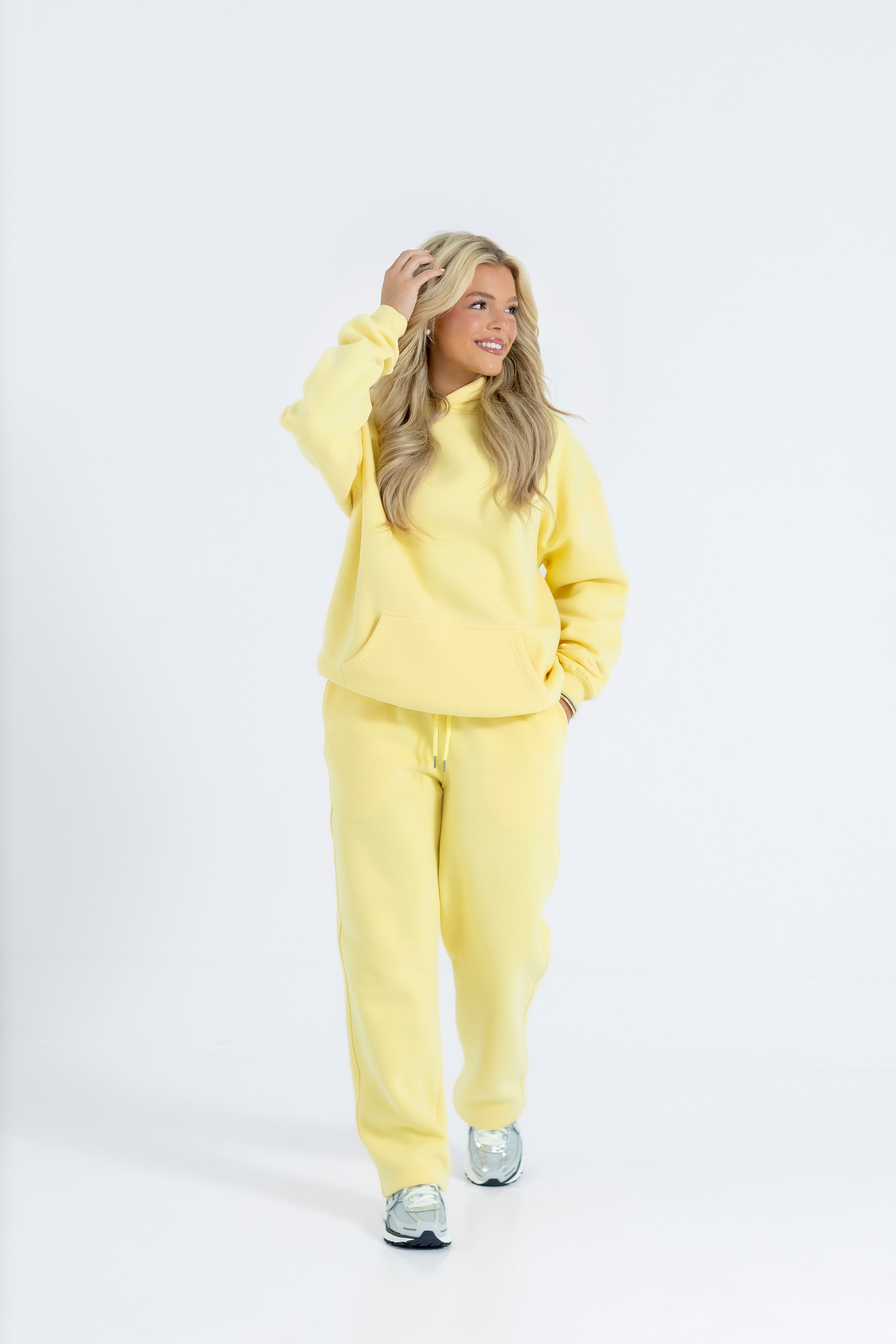 Golden Bloom Relaxed-Fit Cozy Hoodie-Solid Essentials Collection