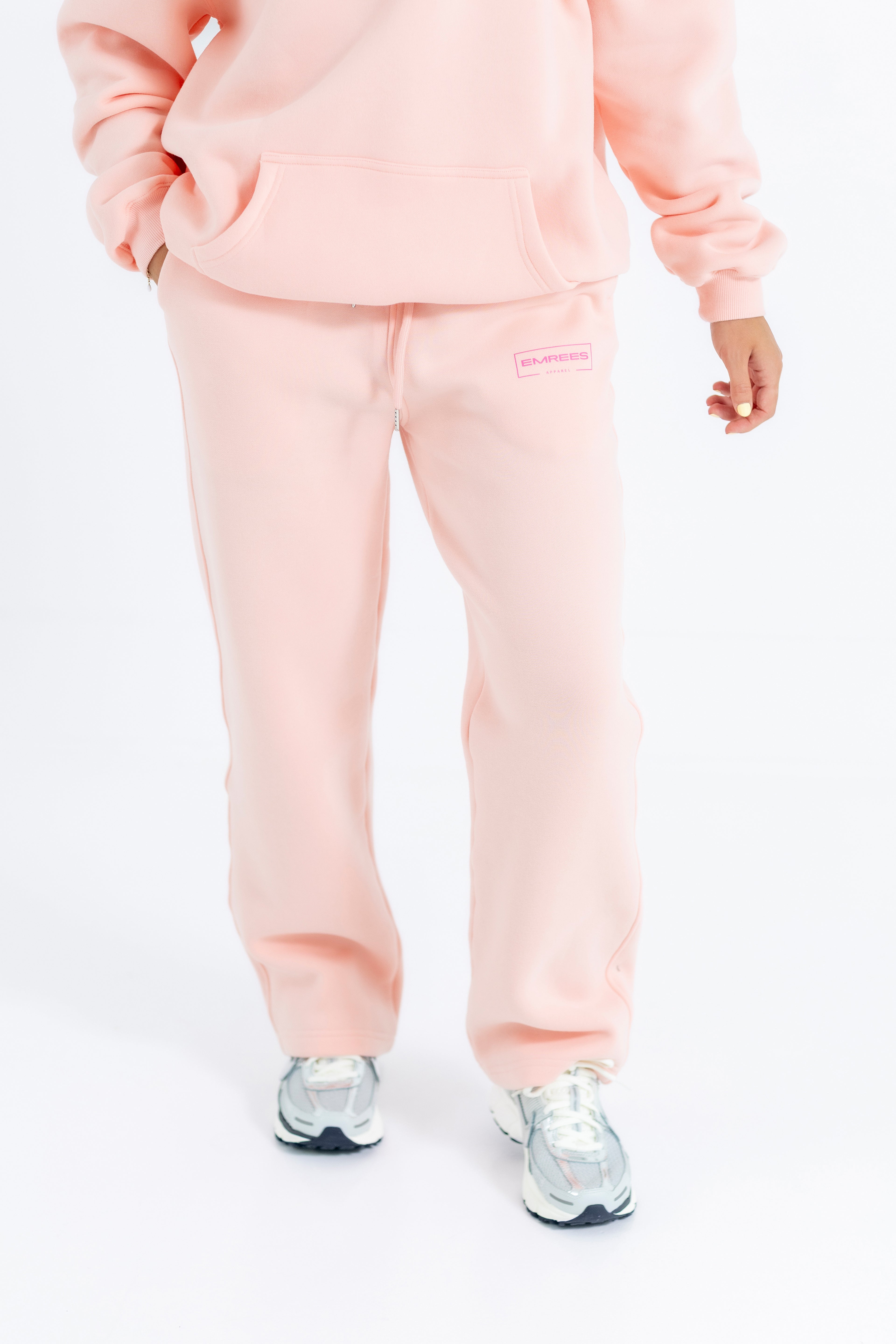 Blush Silk Relaxed-Fit Cozy Open Bottom Sweatpants