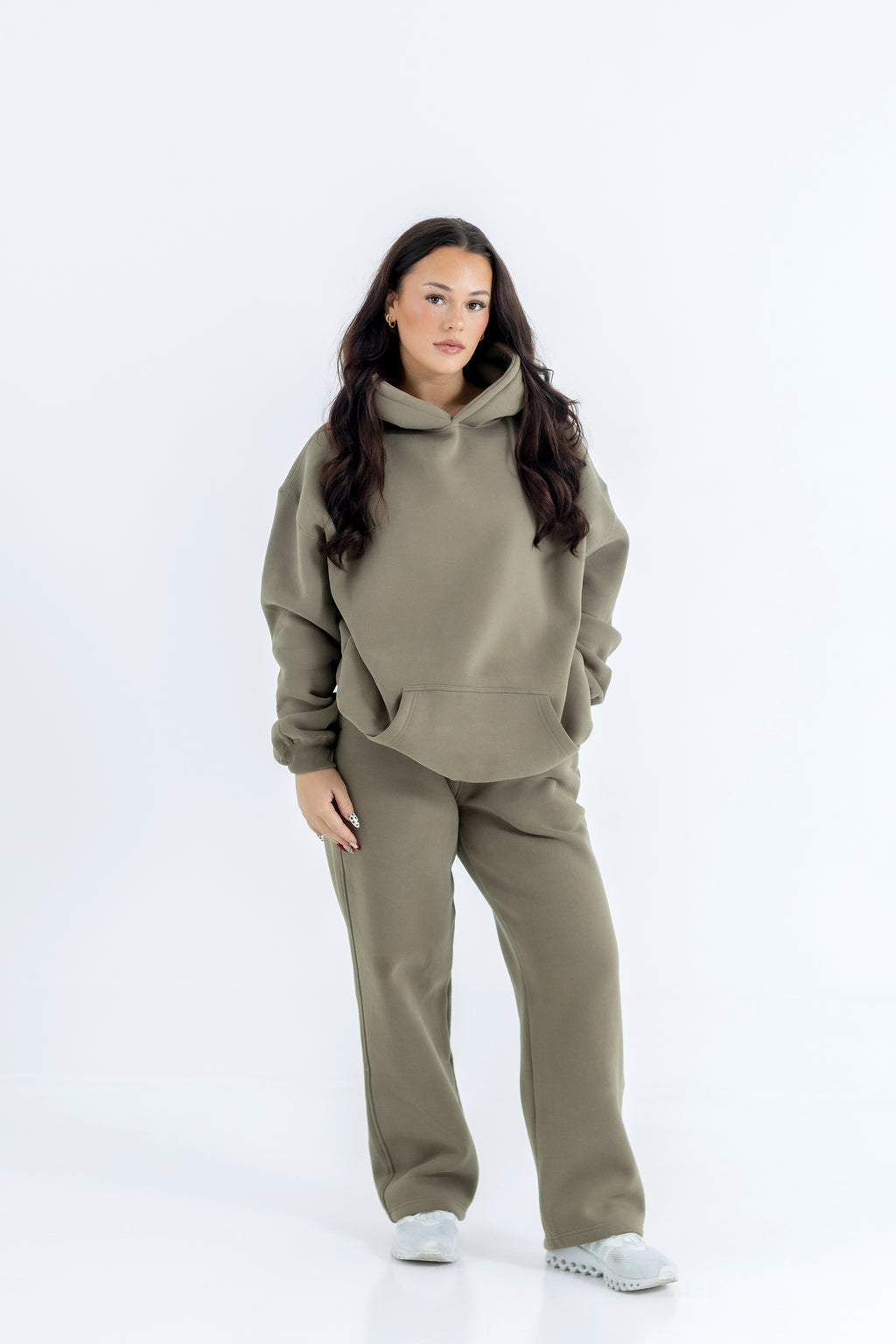 Taupe Earth Relaxed-Fit Cozy Hoodie-Solid Essentials Collection