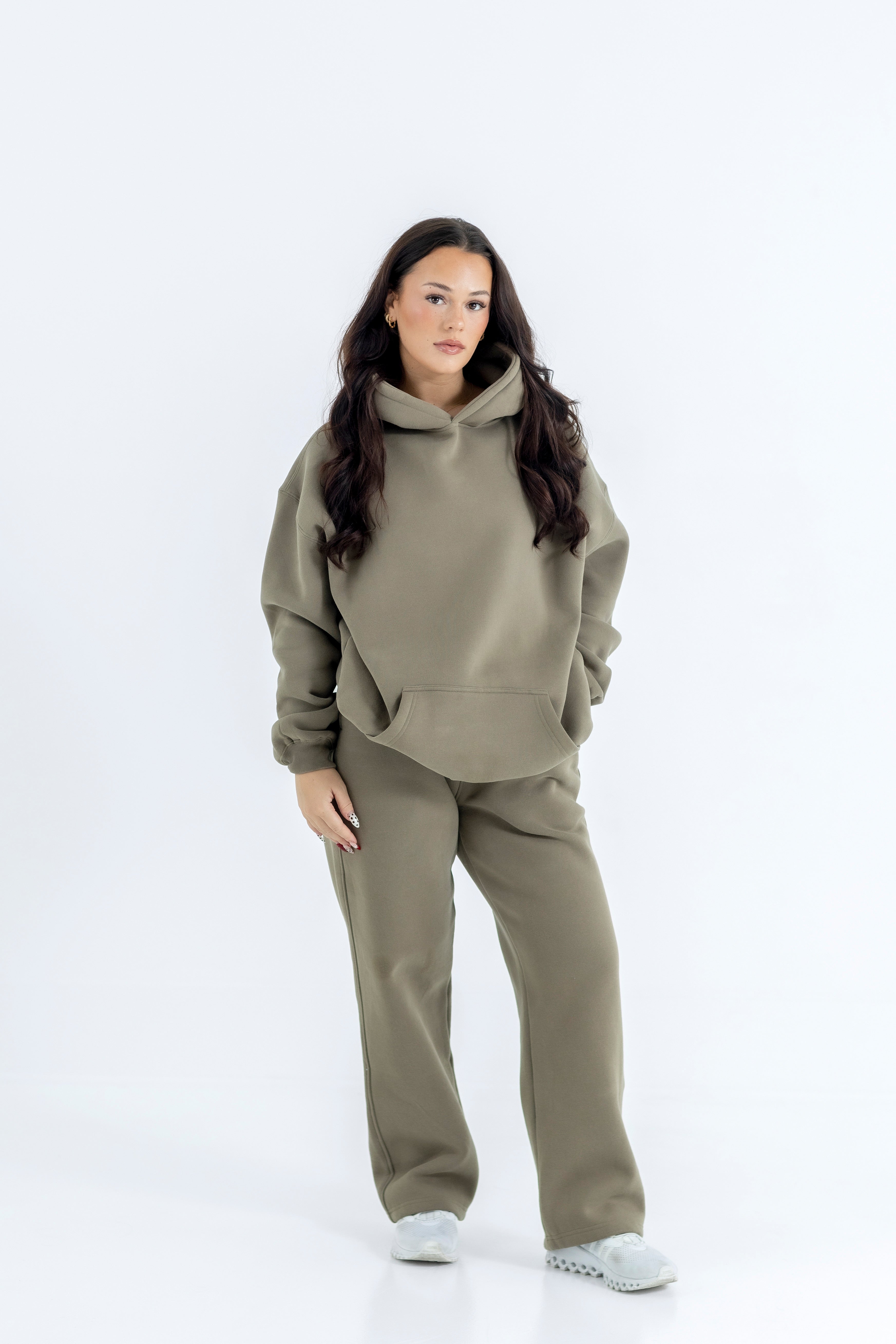Taupe Earth Relaxed-Fit Cozy Hoodie-Solid Essentials Collection