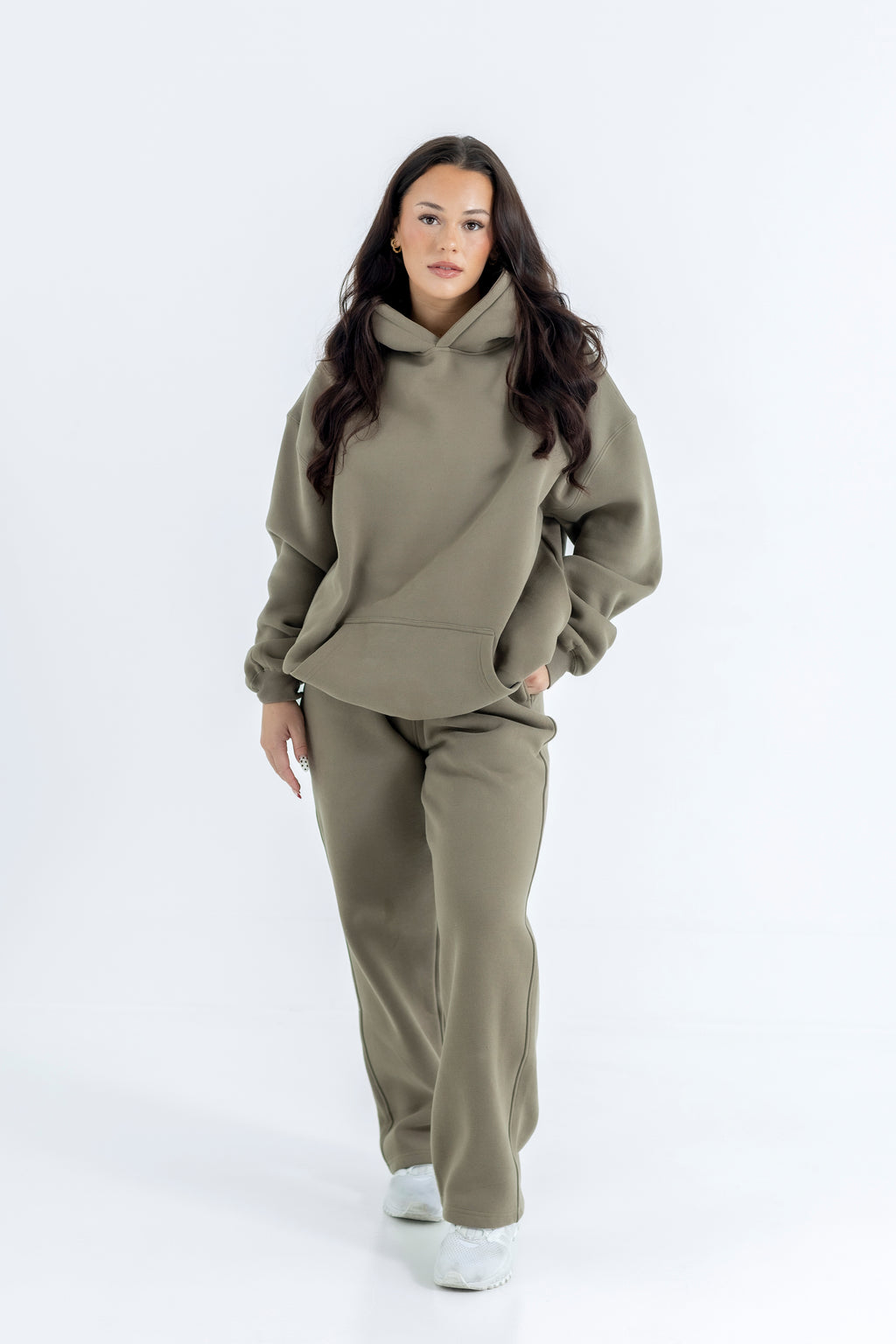 Taupe Earth Relaxed-Fit Cozy Hoodie-Solid Essentials Collection