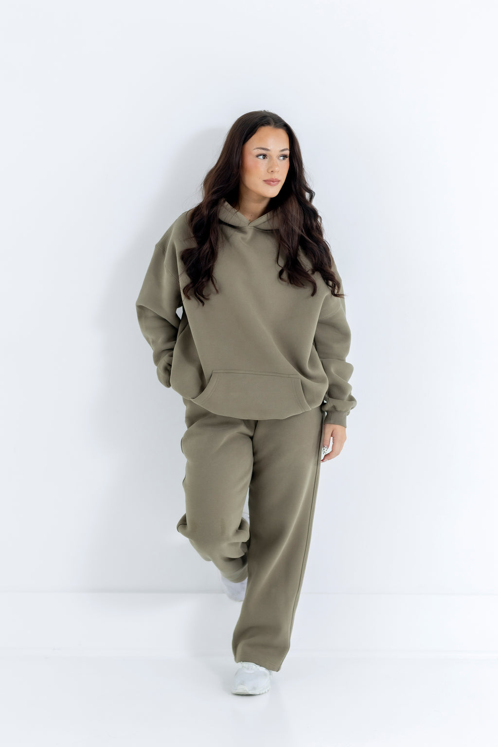 Taupe Earth Relaxed-Fit Cozy Hoodie-Solid Essentials Collection