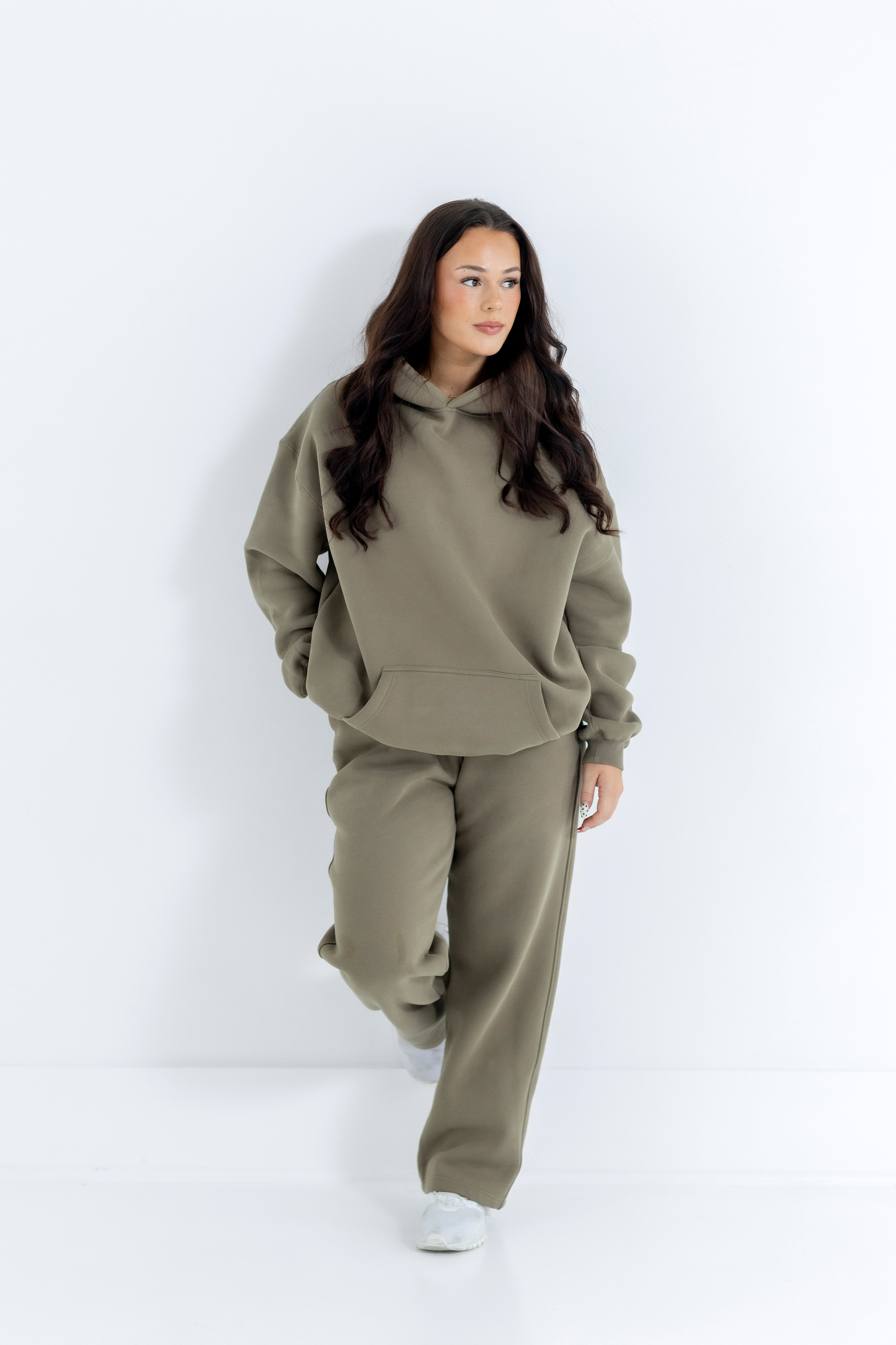 Taupe Earth Relaxed-Fit Cozy Hoodie-Solid Essentials Collection