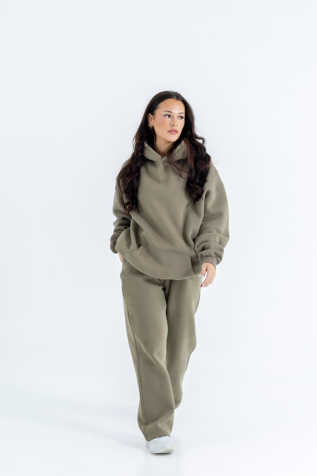 Taupe Earth Relaxed-Fit Cozy Hoodie-Solid Essentials Collection