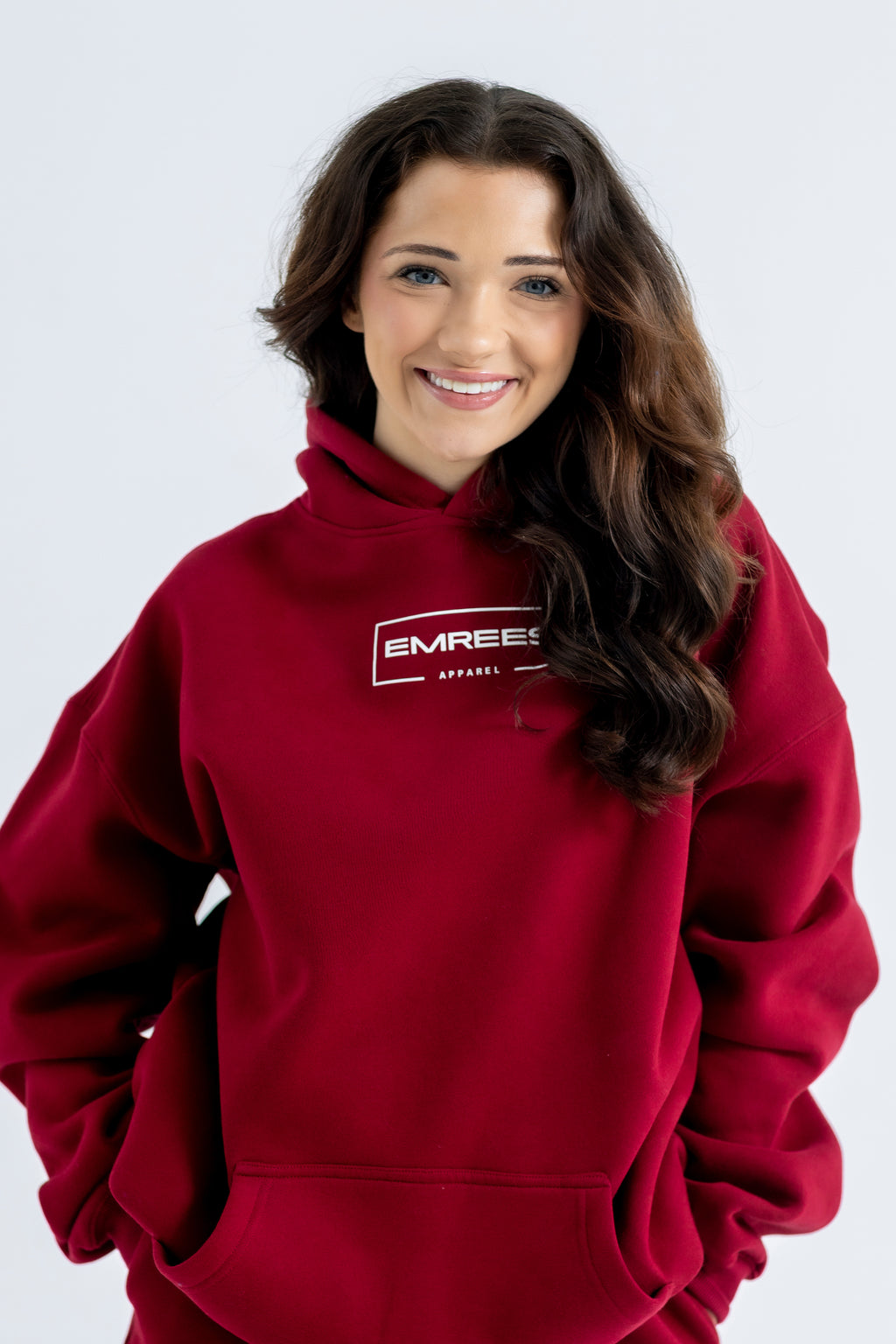 Berry Red Relaxed-Fit Cozy Hoodie