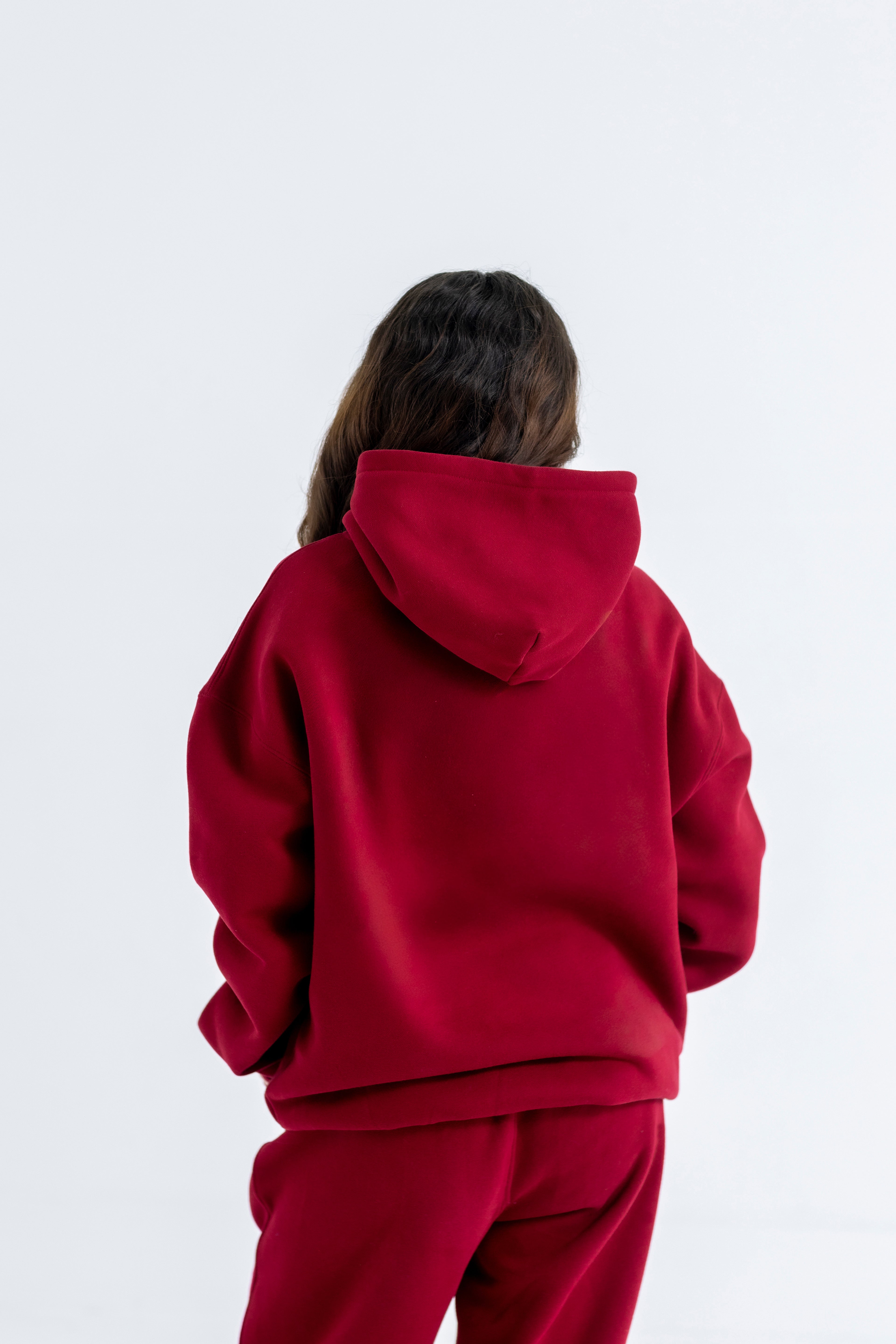 Berry Red Relaxed-Fit Cozy Hoodie