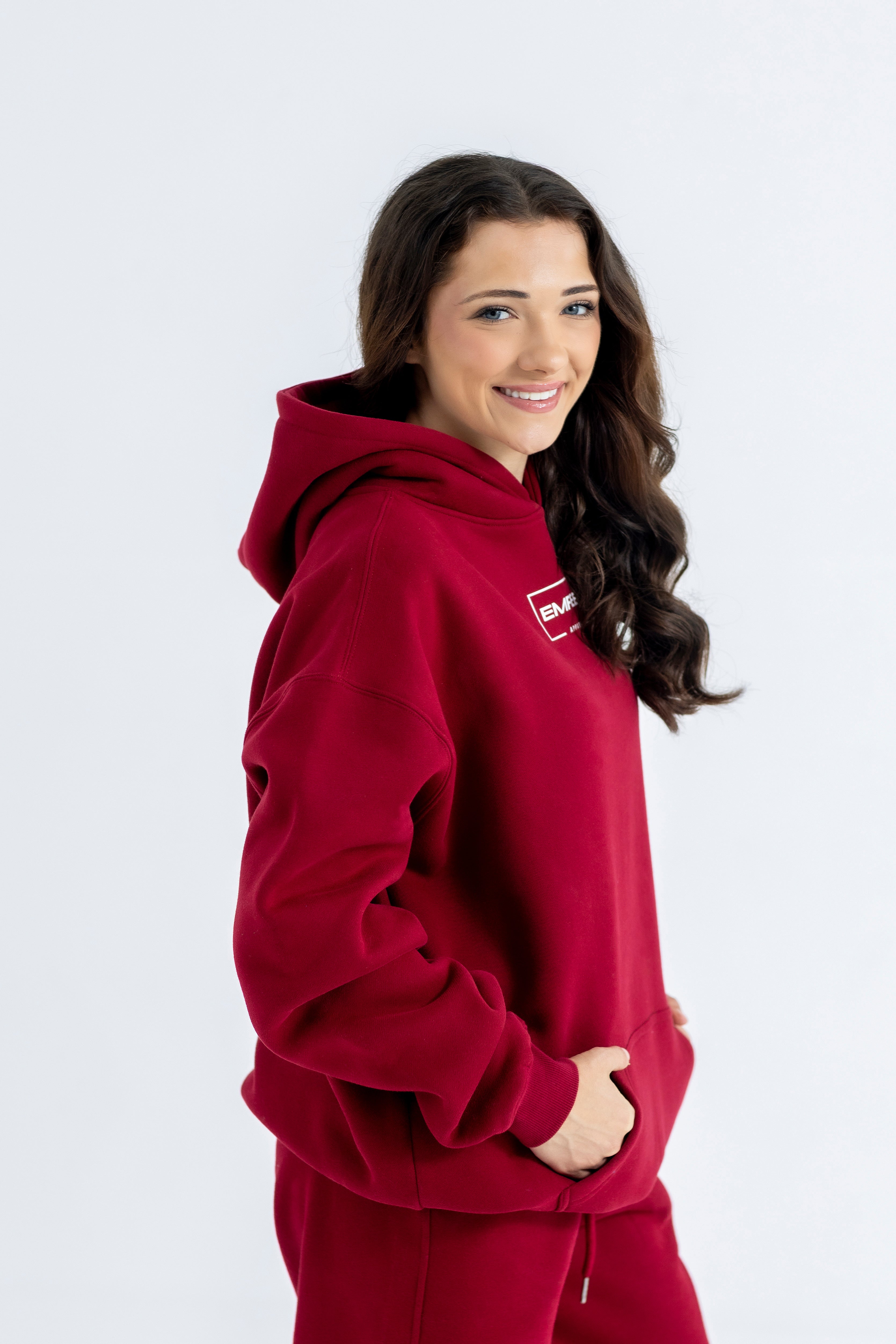 Berry Red Relaxed-Fit Cozy Hoodie