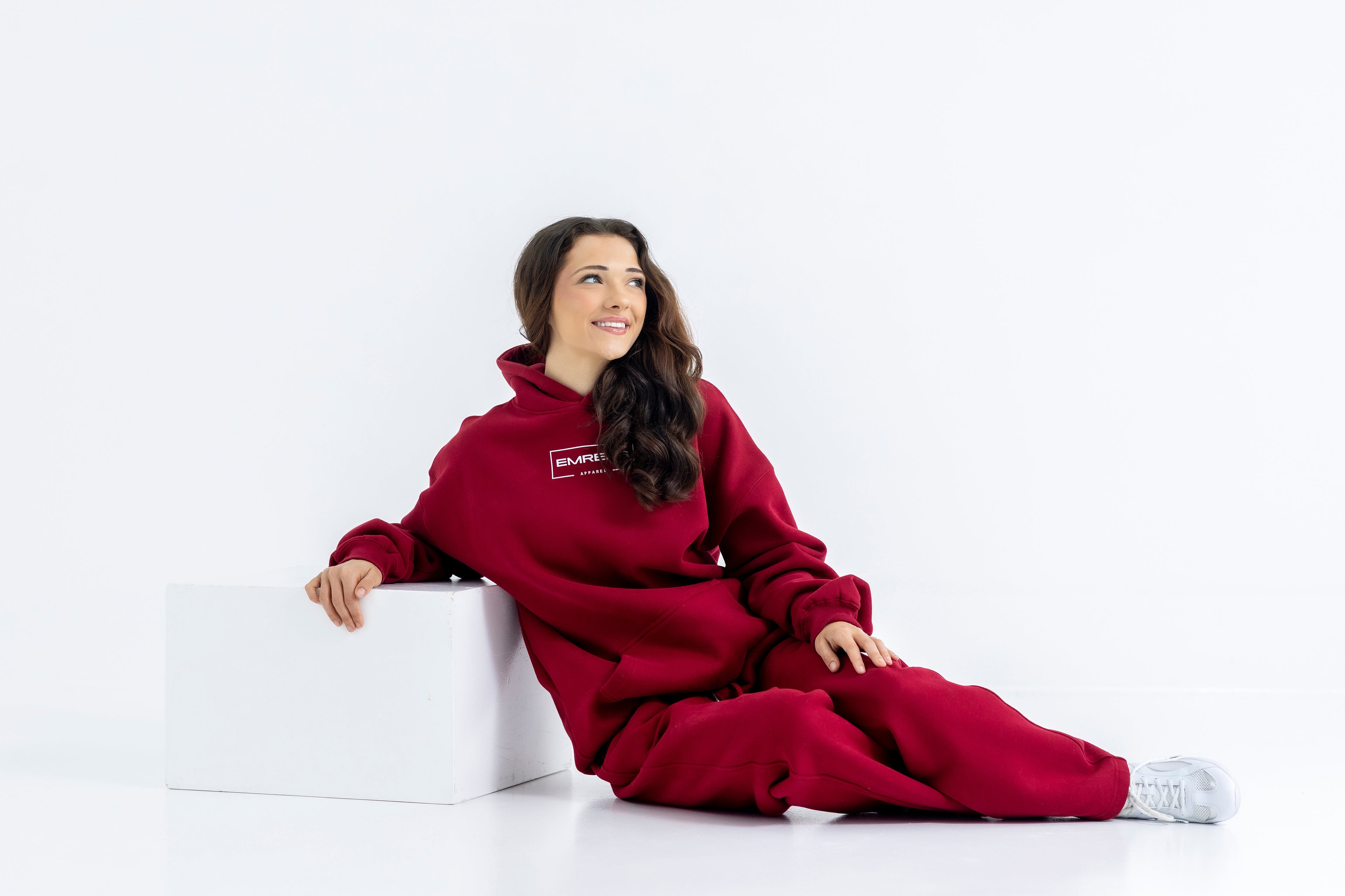 Berry Red Relaxed-Fit Cozy Hoodie