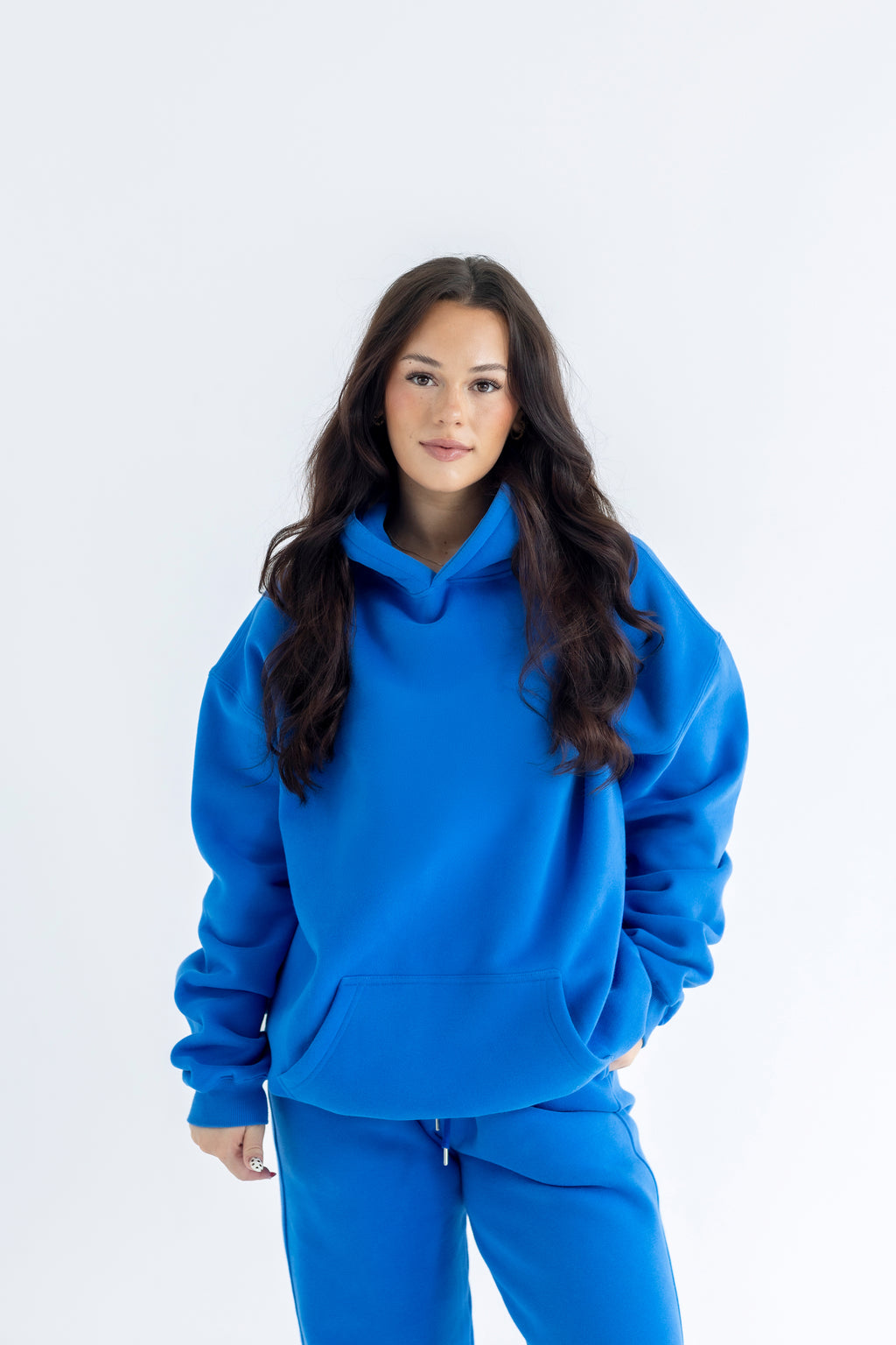 Bluewash Relaxed-Fit Cozy Hoodie-Solid Essentials Collection
