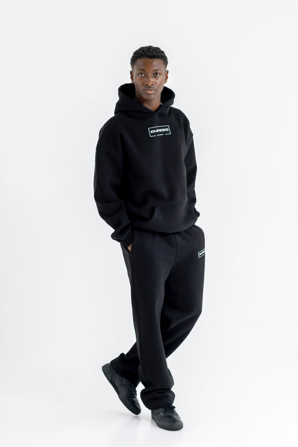 Obsidian Black Relaxed-Fit Cozy Open Bottom Sweatpants