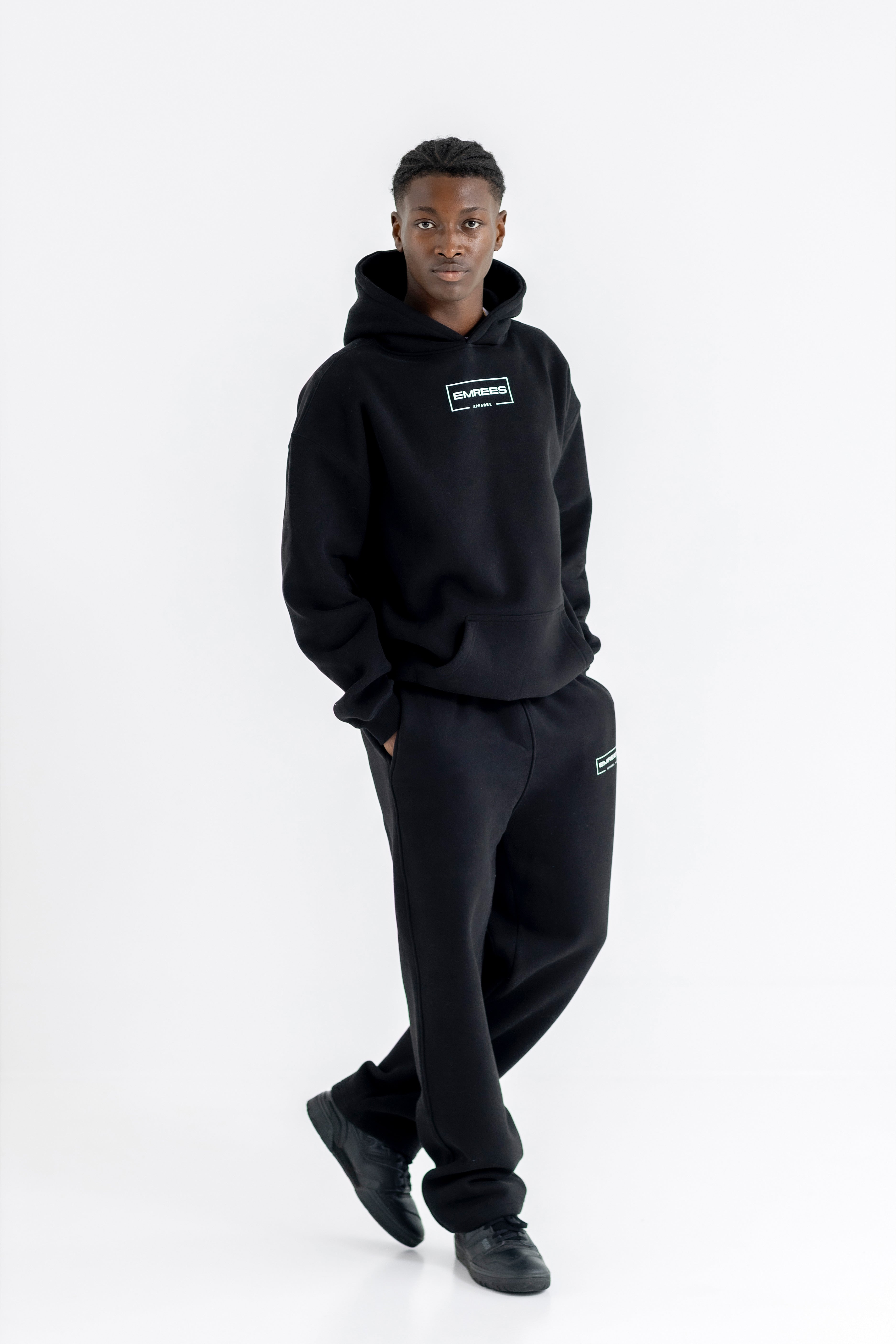 Obsidian Black Relaxed-Fit Cozy Open Bottom Sweatpants