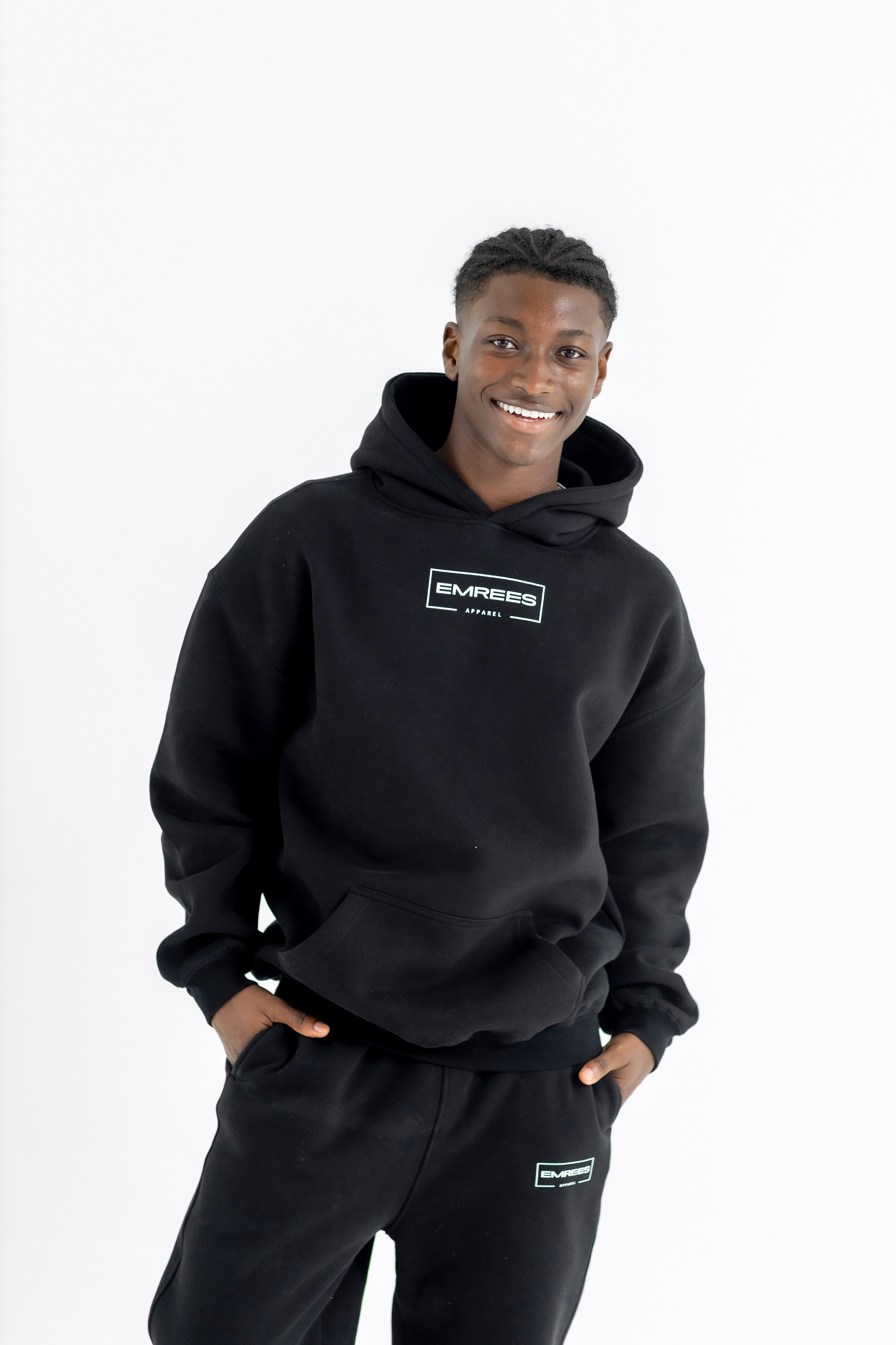 Obsidian Black Relaxed-Fit Cozy Hoodie