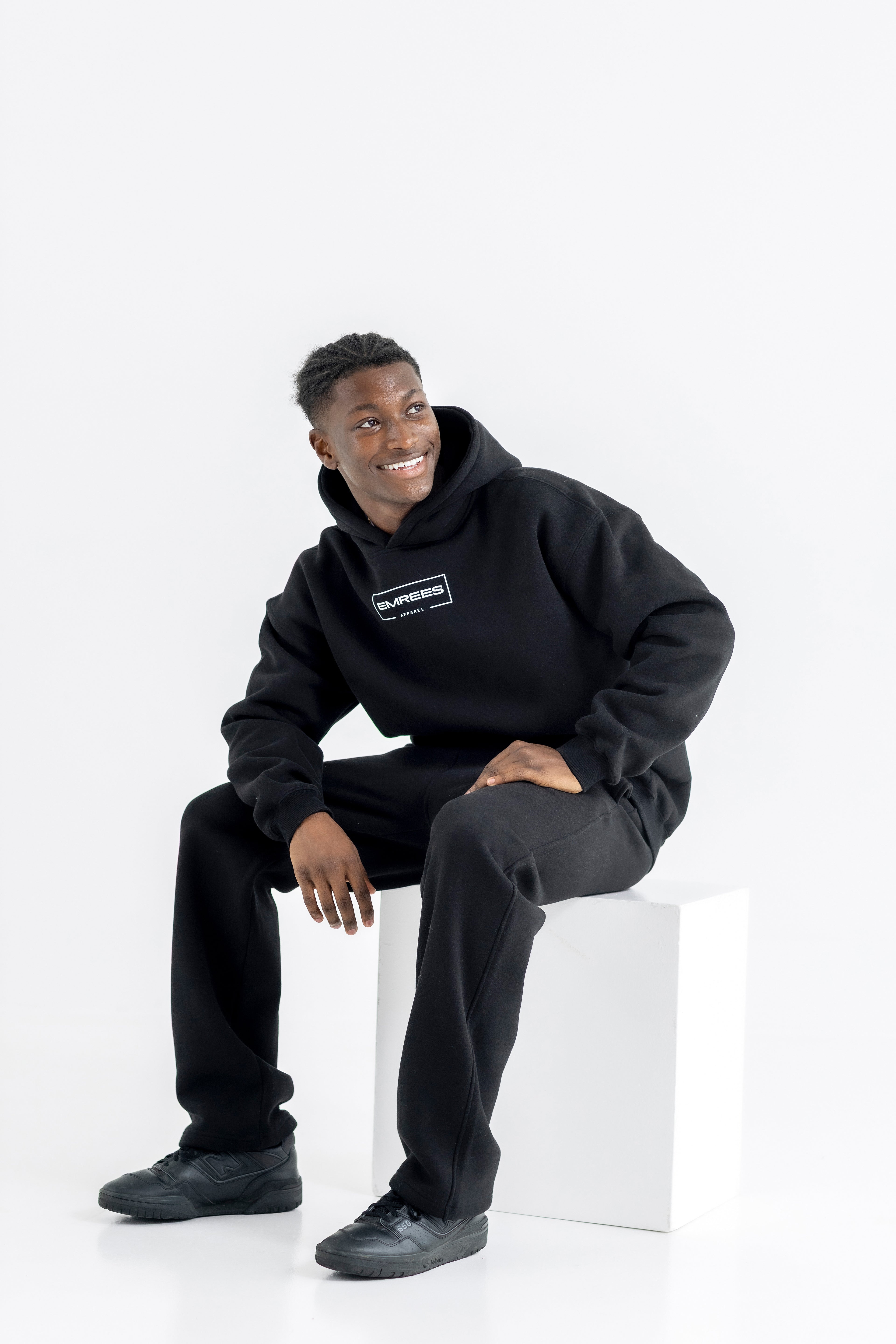 Obsidian Black Relaxed-Fit Cozy Hoodie