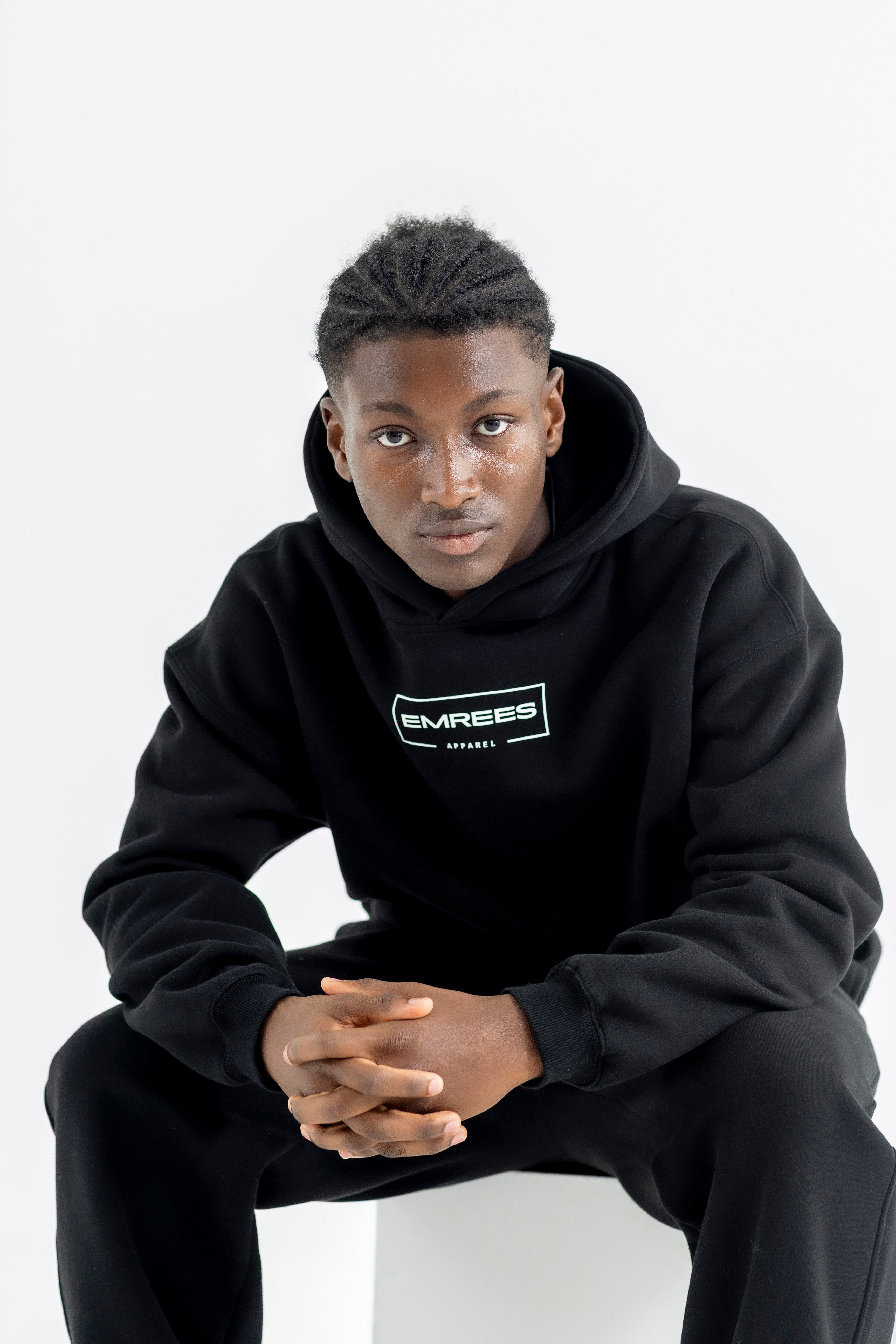 Obsidian Black Relaxed-Fit Cozy Hoodie