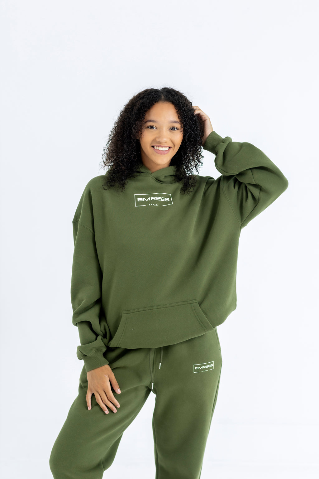 Olive Stone Relaxed-Fit Cozy Hoodie