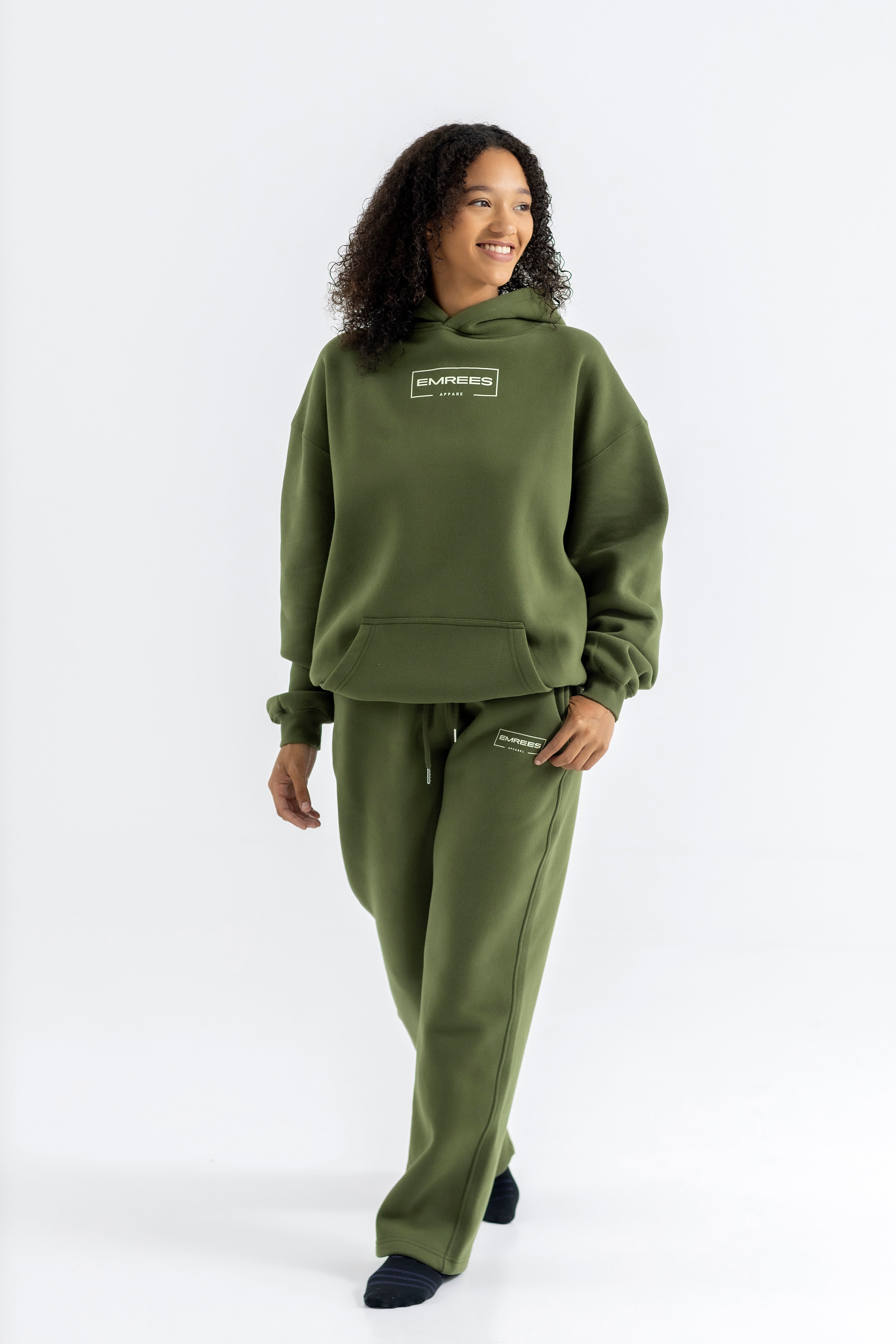 Olive Stone Relaxed-Fit Cozy Hoodie