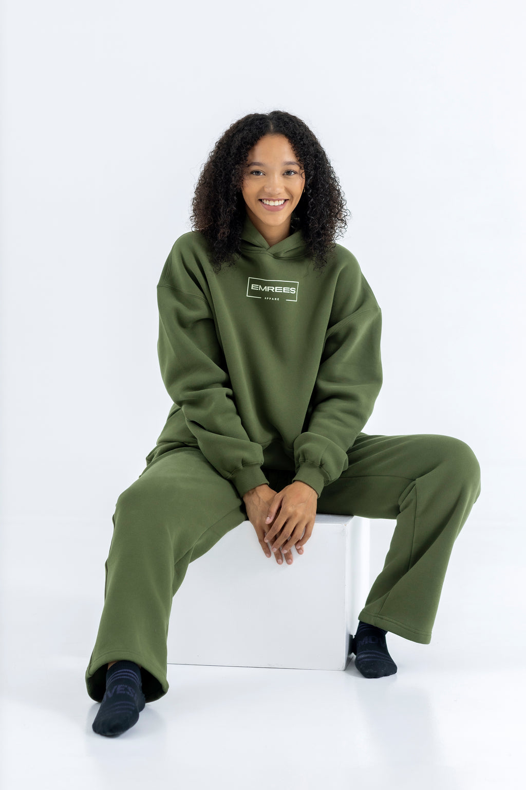 Olive Stone Relaxed-Fit Cozy Open Bottom Sweatpants